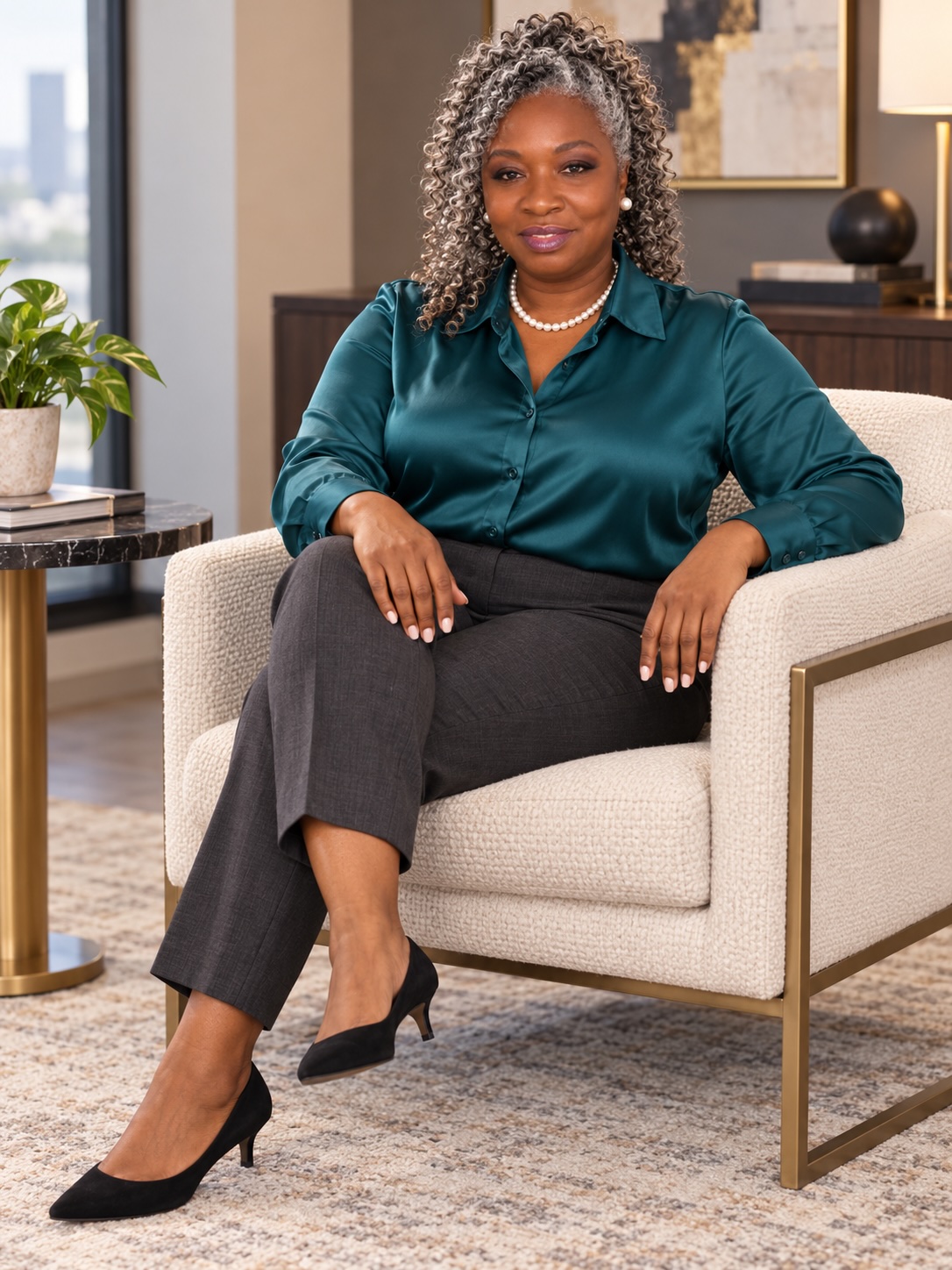 Portrait of Kelly Jennings seated in an office
